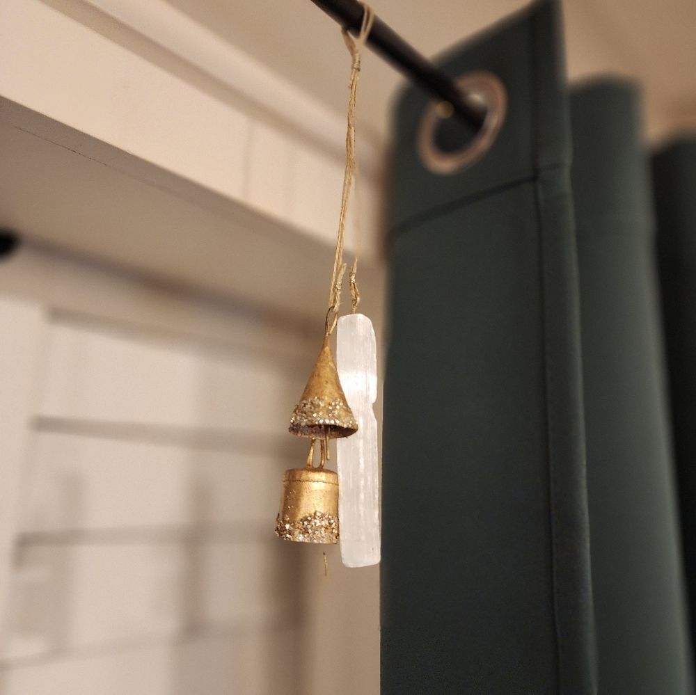 Selenite crystal, bell chime ornament